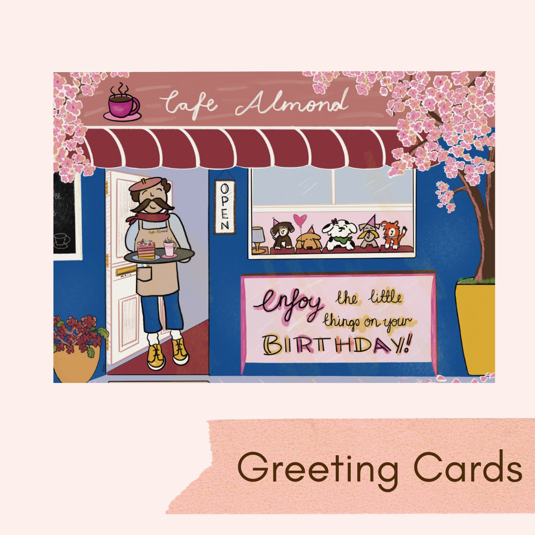 Menu button for greeting cards showing the “Enjoy the little things on your birthday” greeting card 